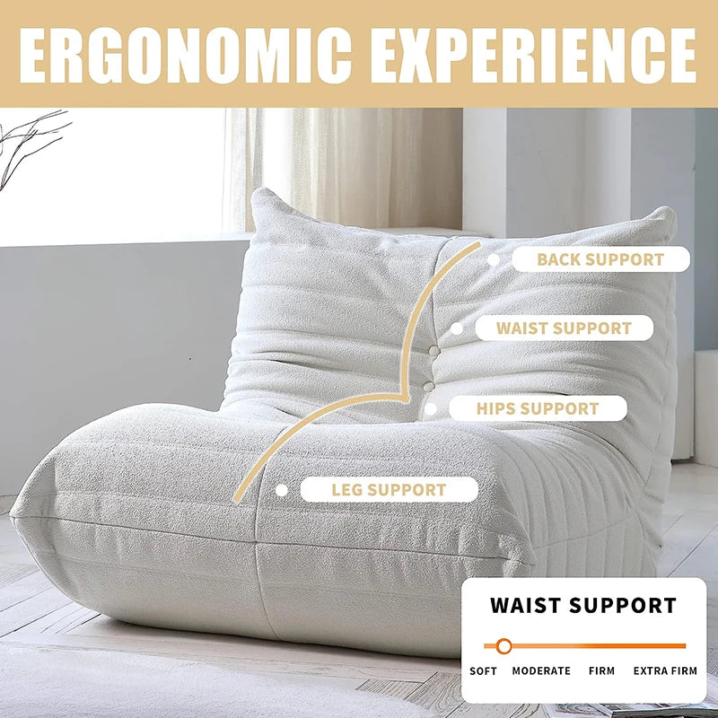 Teddy Fabric Bean Bag Sofas Comfy Lazy Floor Sofa Couch Soft Lounge Chairs Foam-Filled Accent Chair