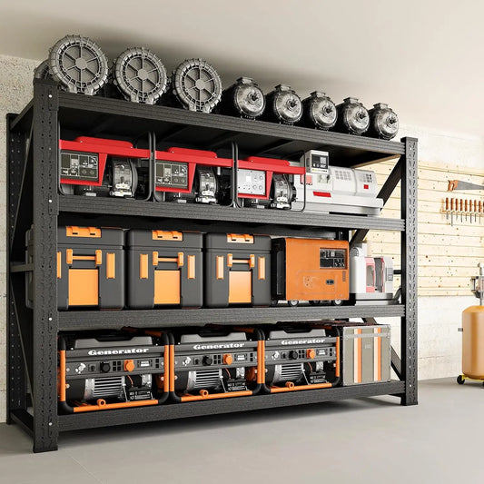 3000LBS Storage Shelves,48" W Garage Shelving Heavy Duty Metal Adjustable Garage Shelves, 48" W x 24" D x 69" H, Black