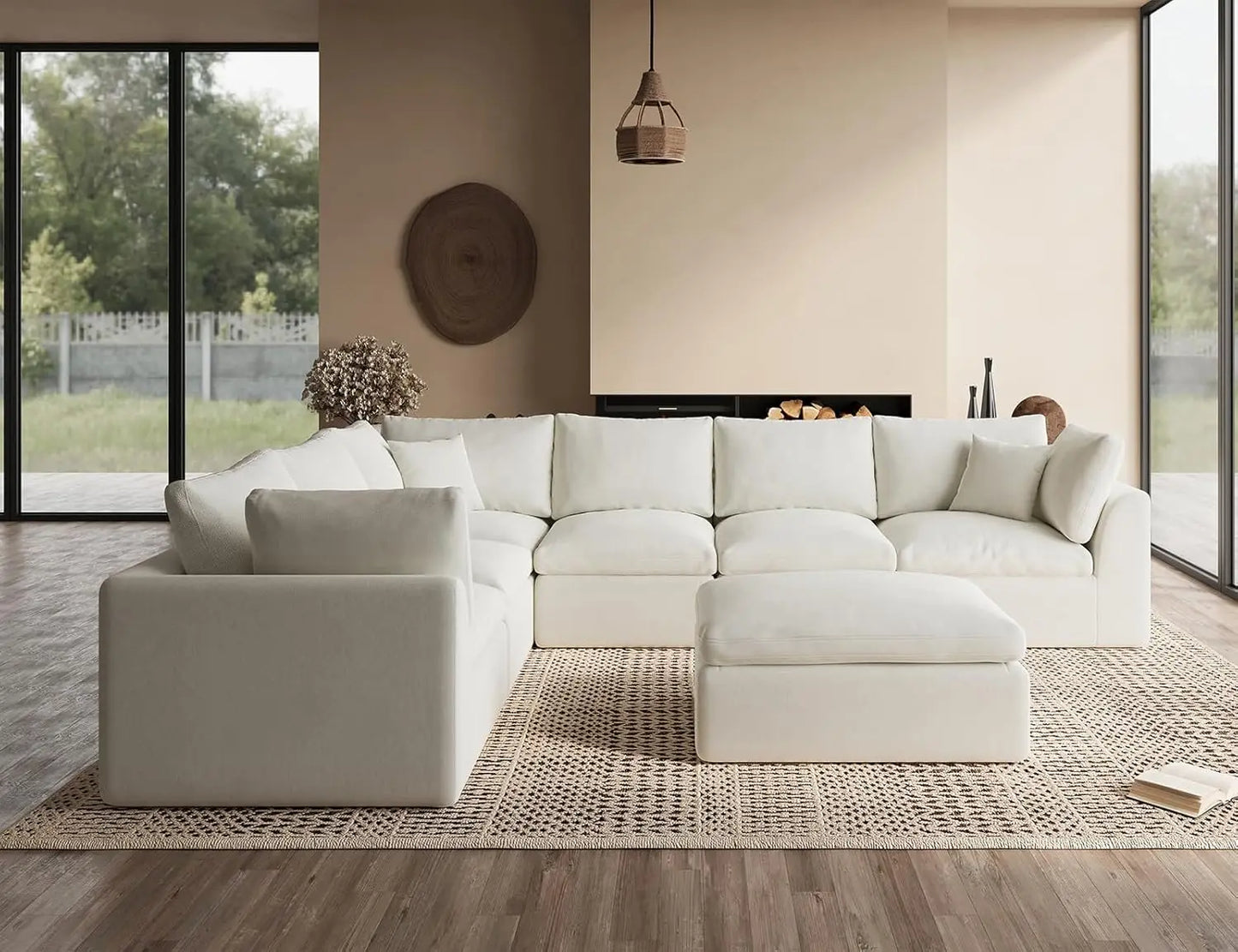 Oversized Cloud Couches for Living Room, Convertible Sectional Couch with Ottoman