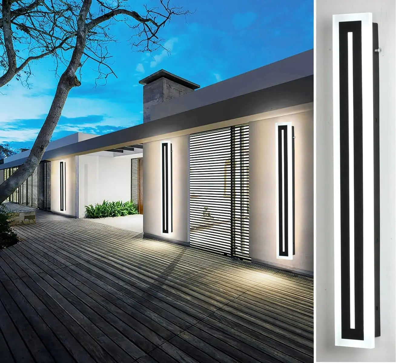 Outdoor Long Strip Modern LED Wall Lighting Fixture Lamps, Wall Sconce Fixture Wall lamp Elegant Frosted