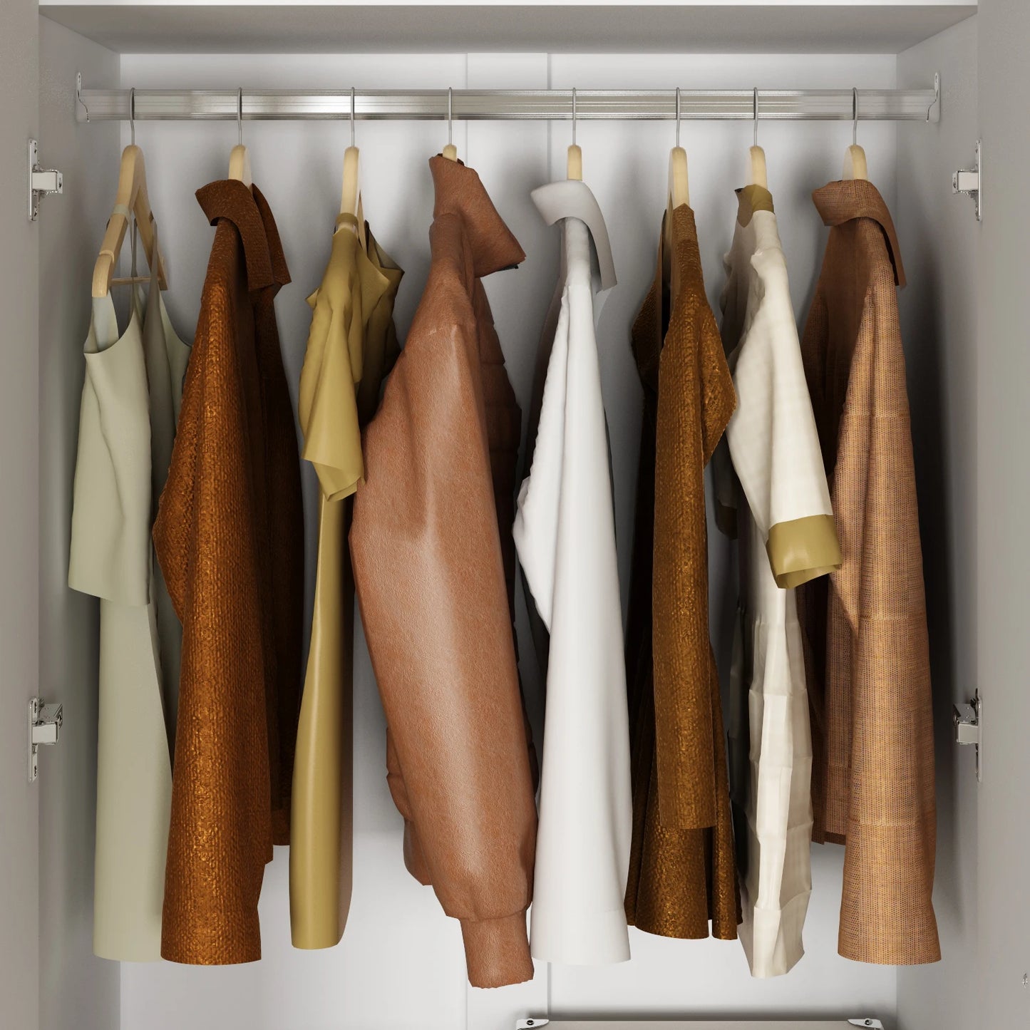 FUFU&GAGA Modern Wardrobe Armoire Closet with 2 Drawers, 6 Storage Cubes & 2 Hanging Rods