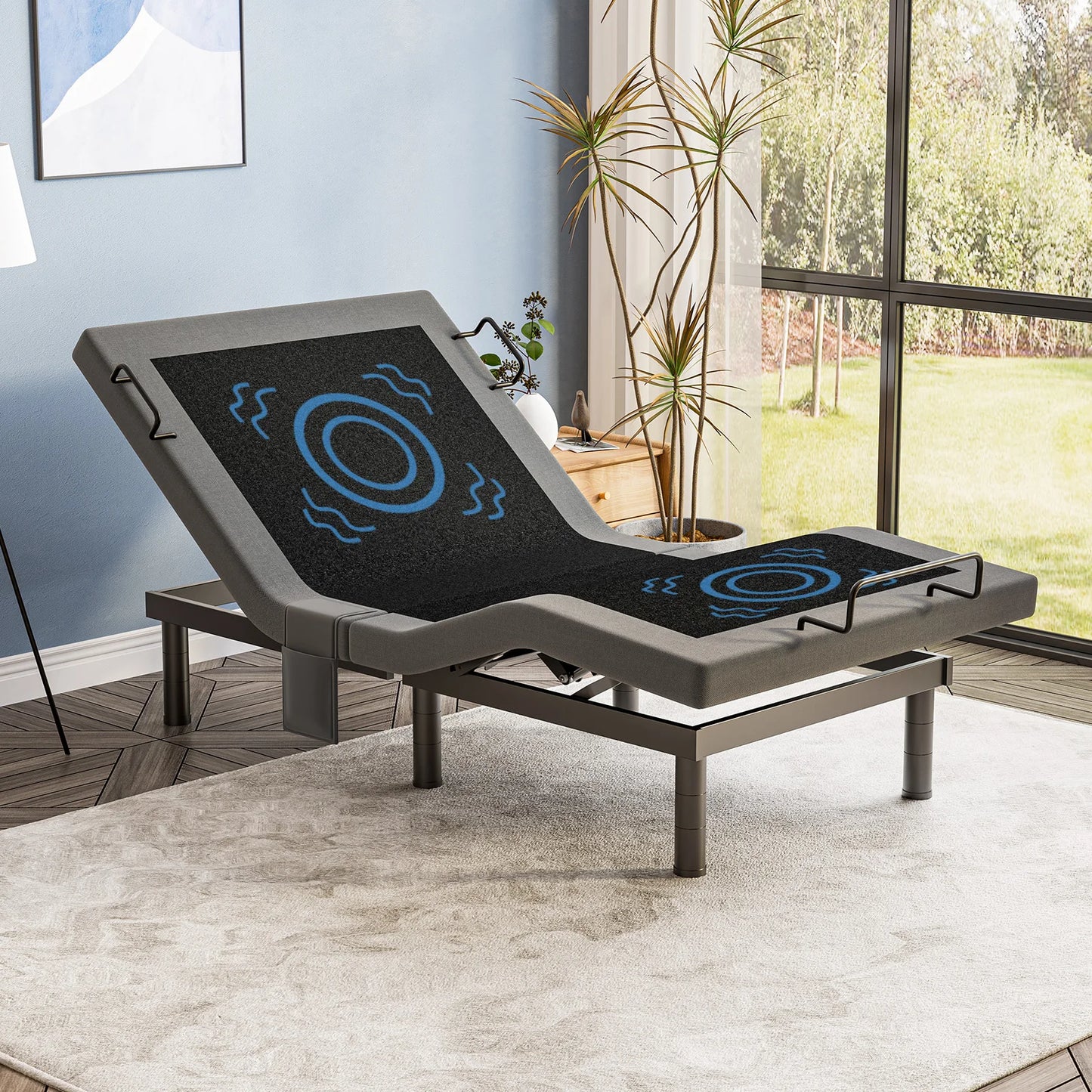 Furgle Twin Split King Size Adjustable Bed Base Frame with Massage Silent Double Motor with Wireless Remote