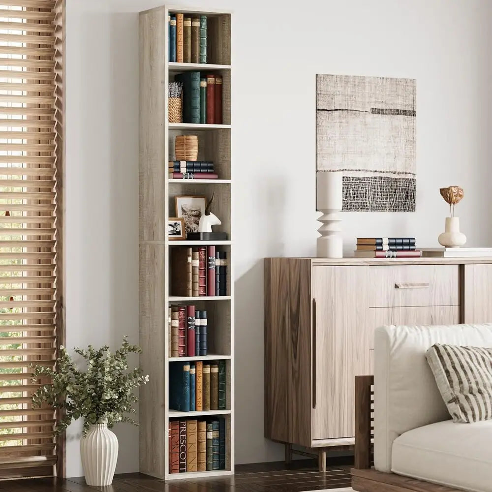 Ironck Tall Bookshelf 8 Tiers Compact Corner Bookcase