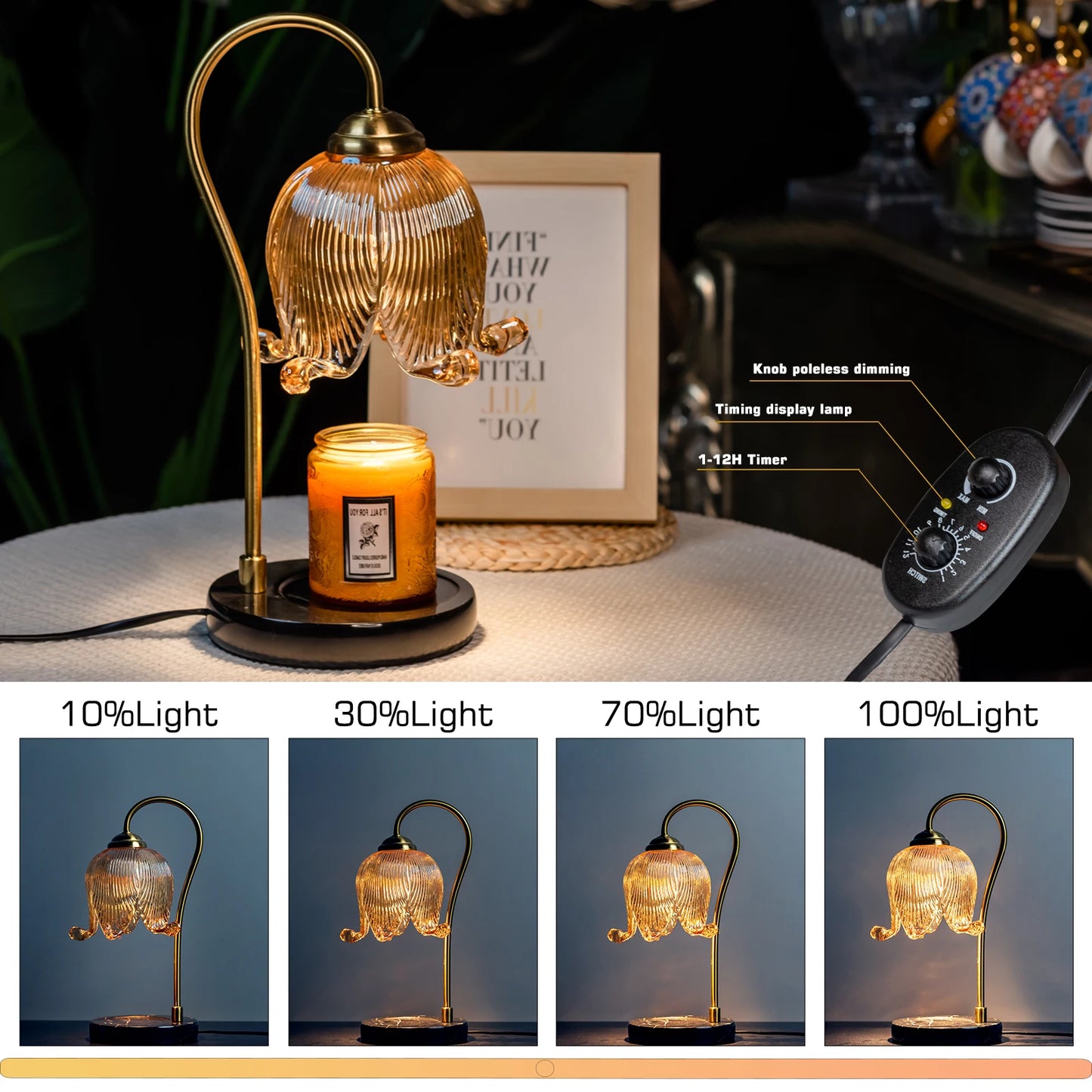 Tulip Flower Warm Candle Lamp French Retro Bedroom Night