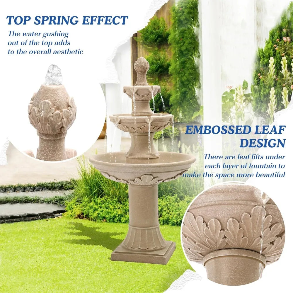 Large Outdoor Water Fountains for Gardens - 48.4 Tall Cascading