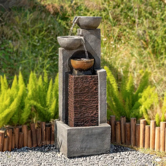 42.91" H Water Fountain Outdoor Garden Waterfall Fountains Indoor Bowl Cascading Water Feat