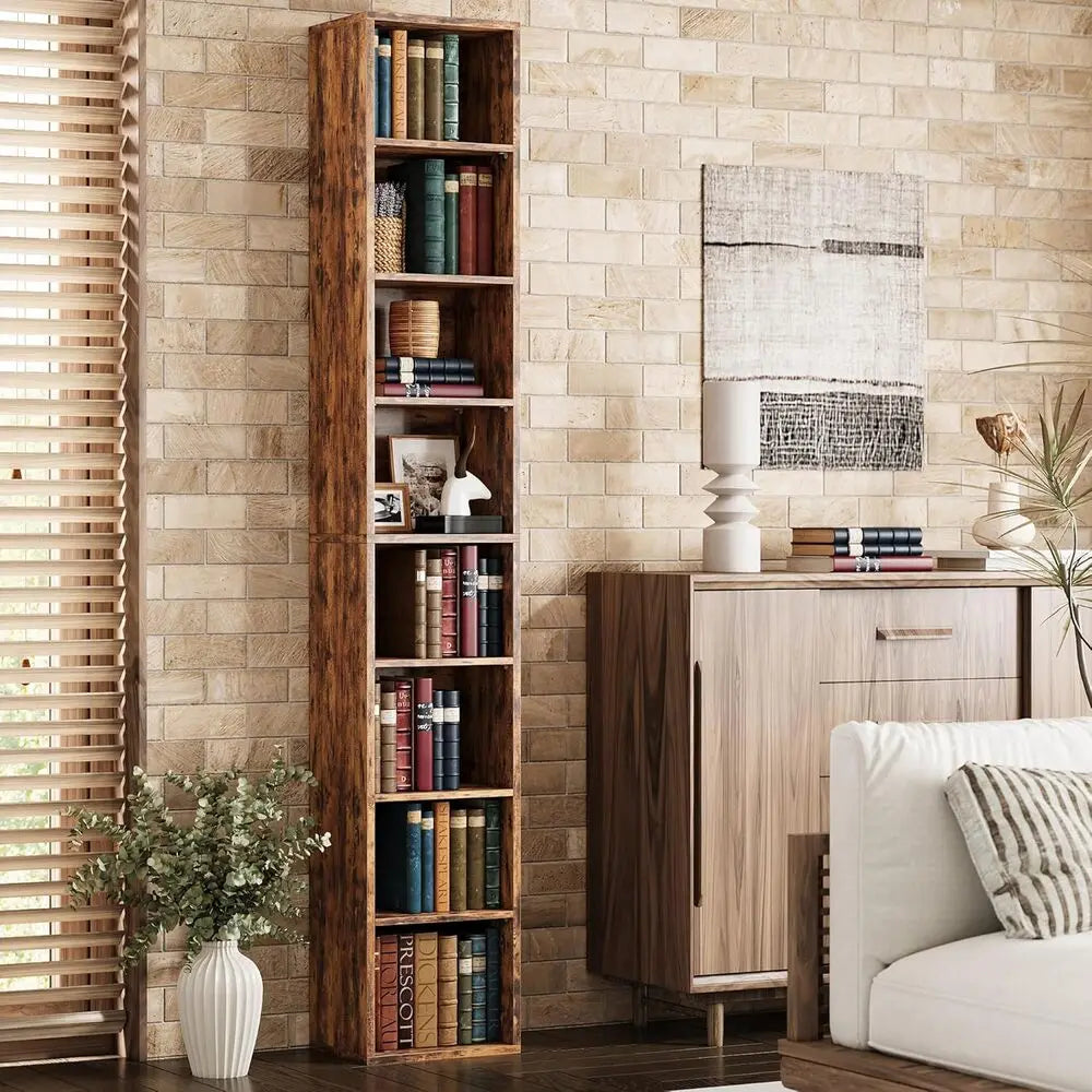 Ironck Tall Bookshelf 8 Tiers Compact Corner Bookcase