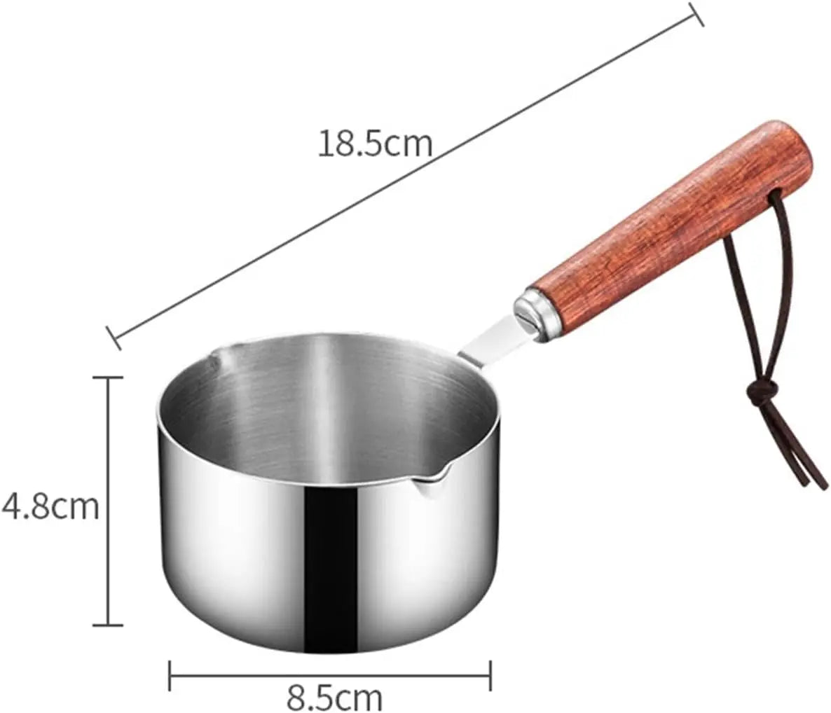 304 Stainless Steel Mini Soup Pot with Wooden Handle Breakfast Pot Milk Pan