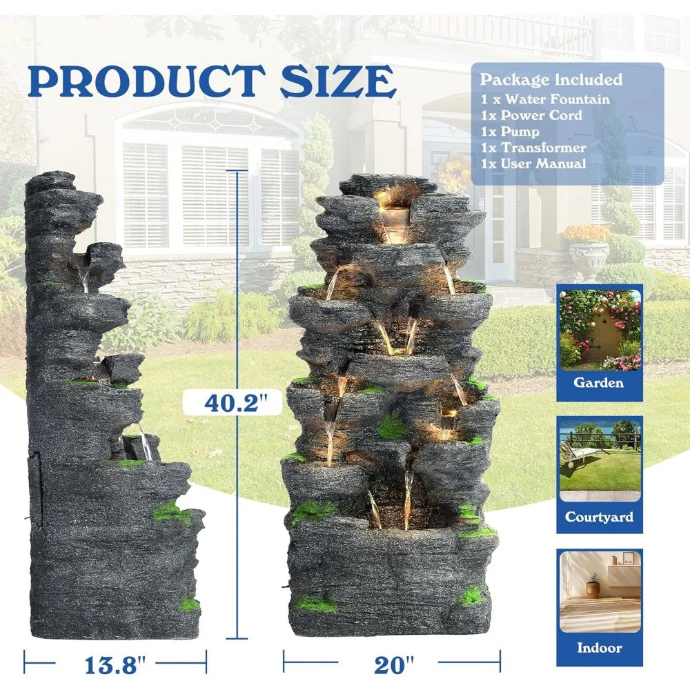 Garden Waterfall Fountain Outdoor - Water Fountains and Waterfalls, Outdoor