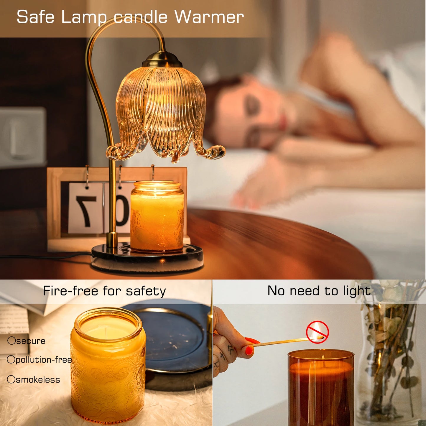 Tulip Flower Warm Candle Lamp French Retro Bedroom Night