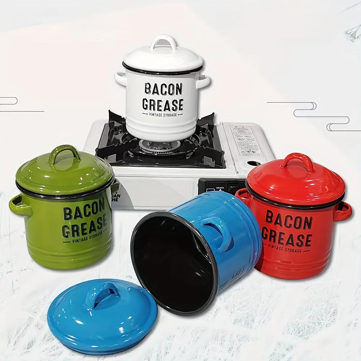 Enamel Oil Pot With Lid Rust Resistant Large Capacity