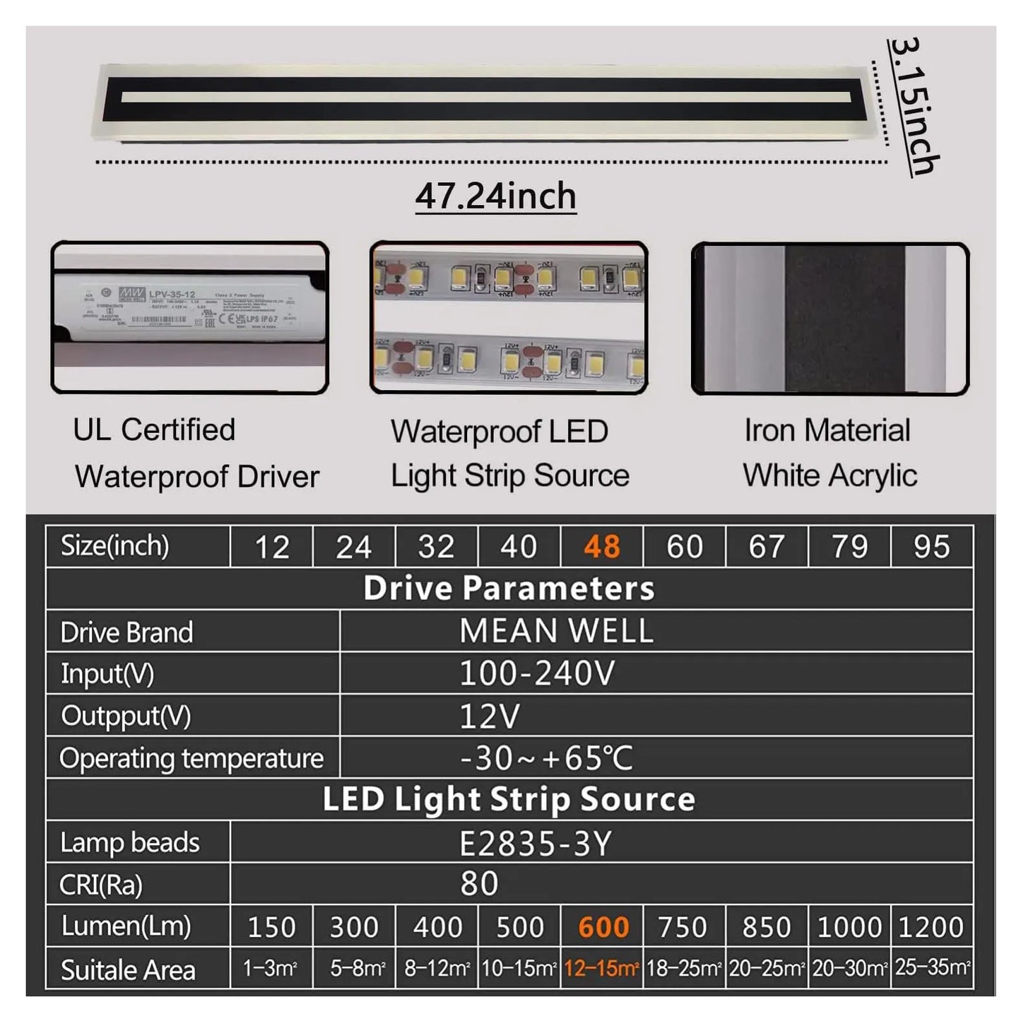 Outdoor Long Strip Modern LED Wall Lighting Fixture Lamps, Wall Sconce Fixture Wall lamp Elegant Frosted