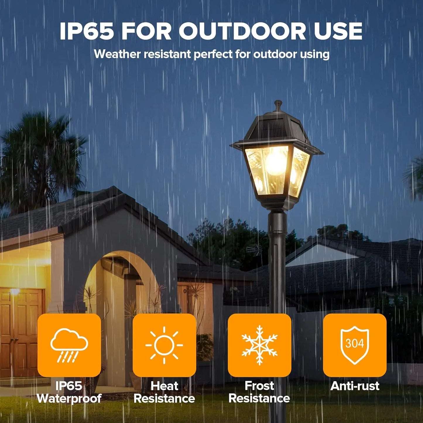 LED Post Solar Light, Dusk to Dawn Vintage Solar Light Street Lights for Garden, Lawn, Pathway, Driveway 200 Lumens 2700K