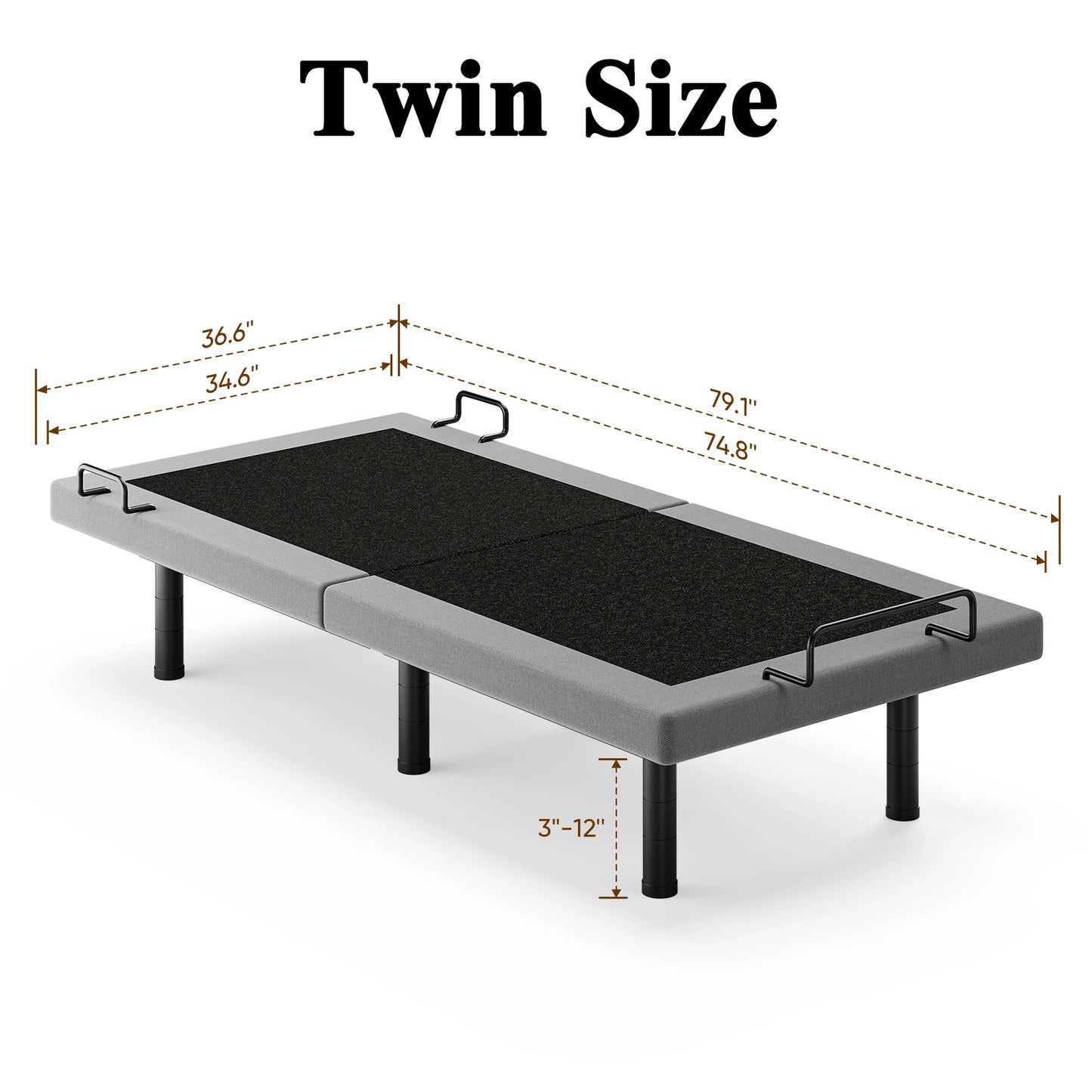 Furgle Twin Split King Size Adjustable Bed Base Frame with Massage Silent Double Motor with Wireless Remote