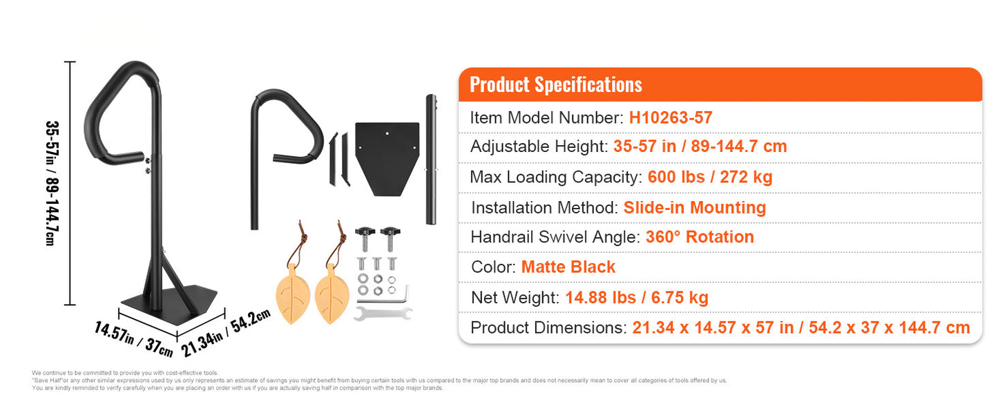 SucceBuy 360Rotatable Hot Tub Handrail Spa Side Hand Rail Adjustable Height W/ Slide-Under Mount