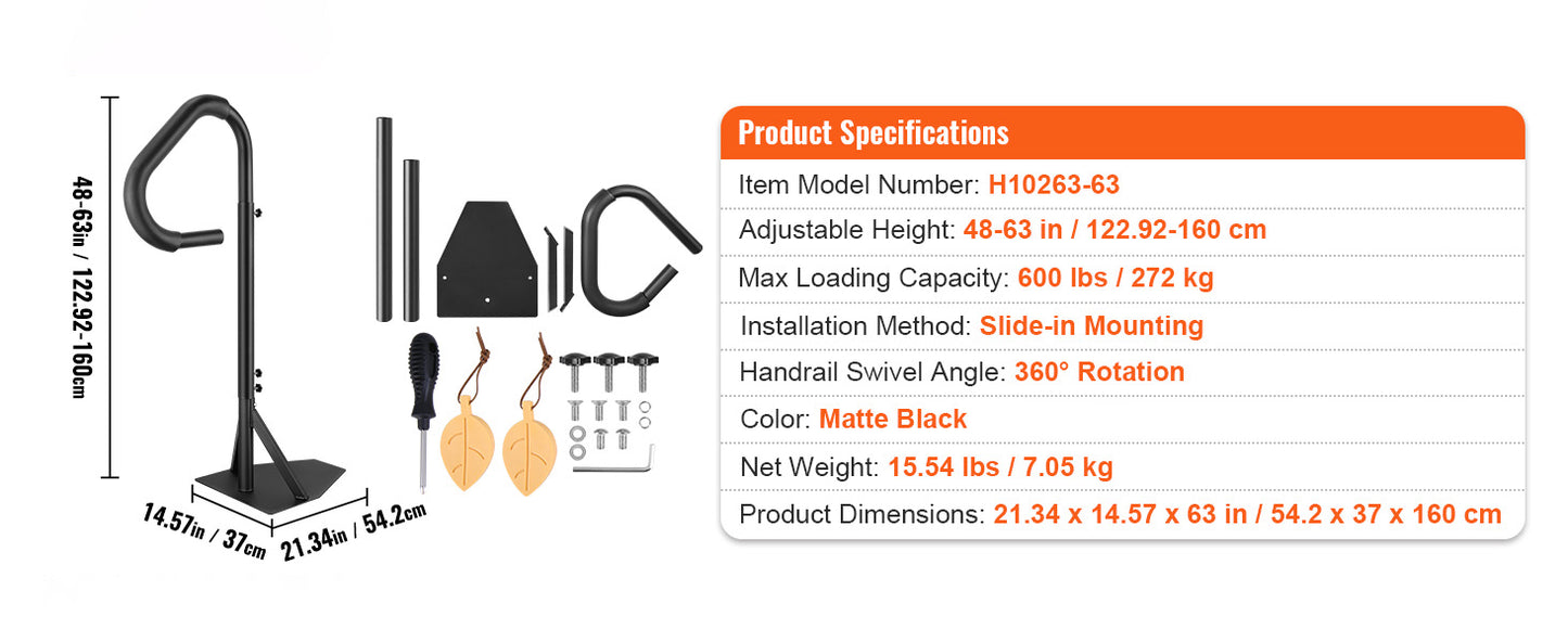 SucceBuy 360Rotatable Hot Tub Handrail Spa Side Hand Rail Adjustable Height W/ Slide-Under Mount