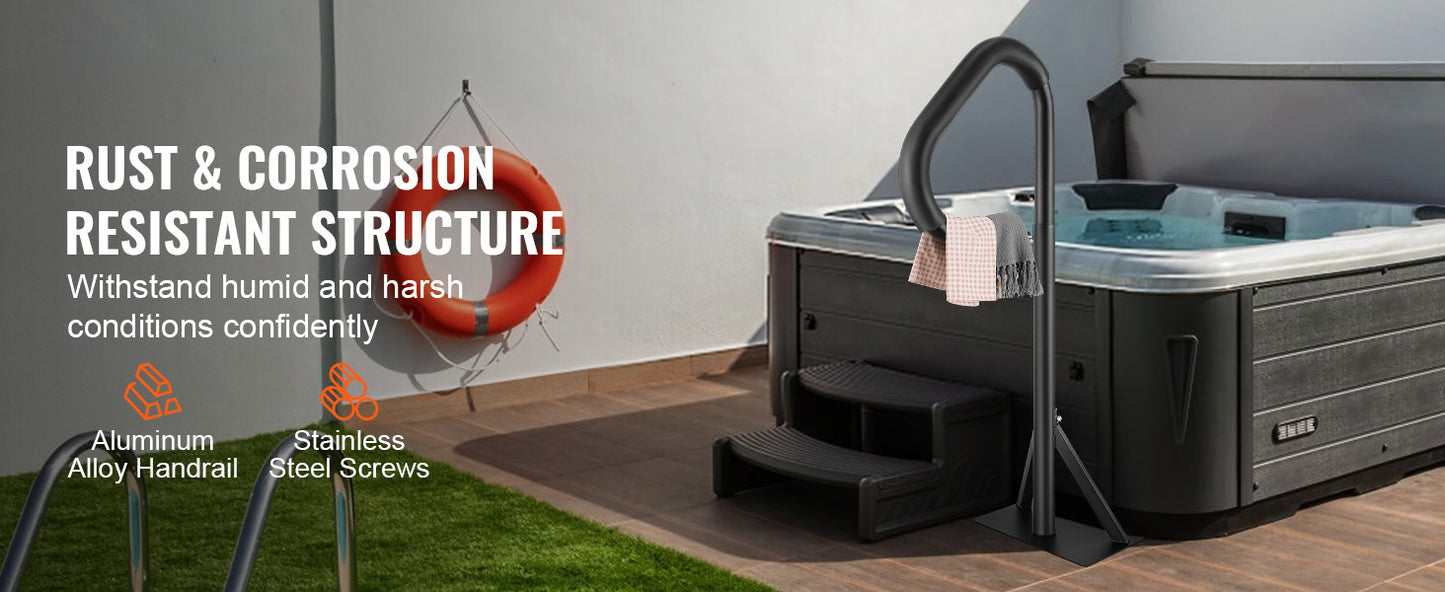 SucceBuy 360Rotatable Hot Tub Handrail Spa Side Hand Rail Adjustable Height W/ Slide-Under Mount